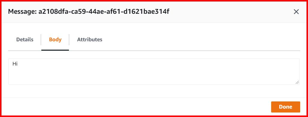 Picture showing the message body of the recieve message
